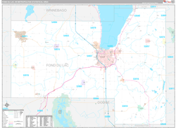 Fond du Lac Metro Area Wall Map Premium Style 2024